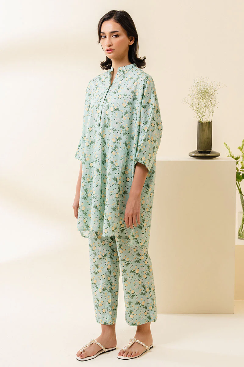 AQUA MINT-2 PIECE PRINTED LAWN SUIT - Image 4