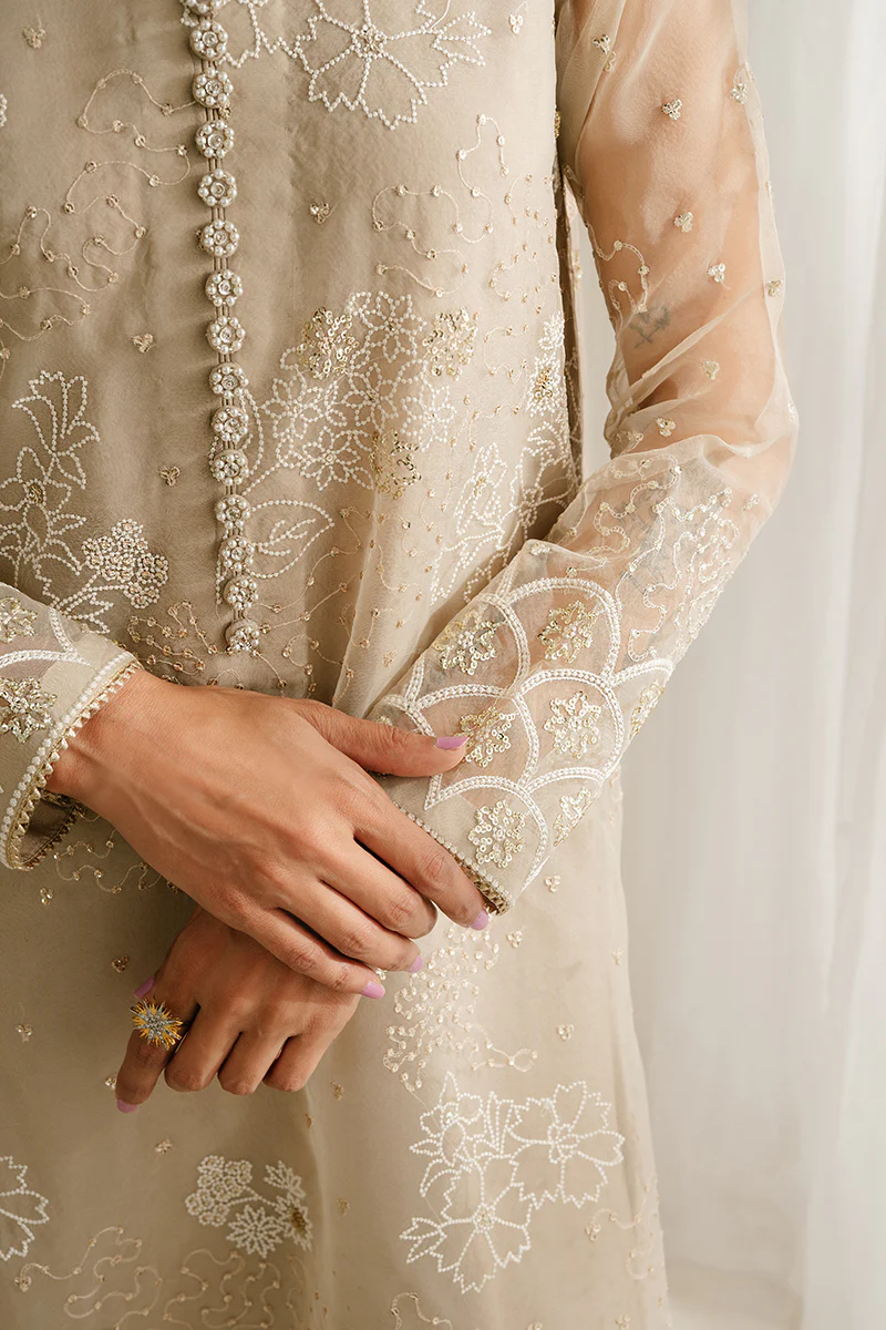 ASH GRAY-4PC ORGANZA EMBROIDERED SUIT - Image 6