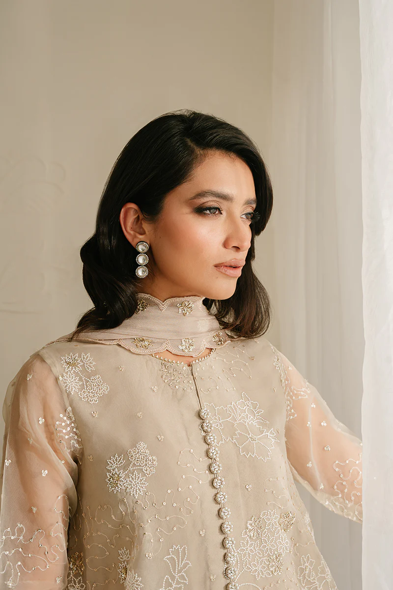 ASH GRAY-4PC ORGANZA EMBROIDERED SUIT - Image 7