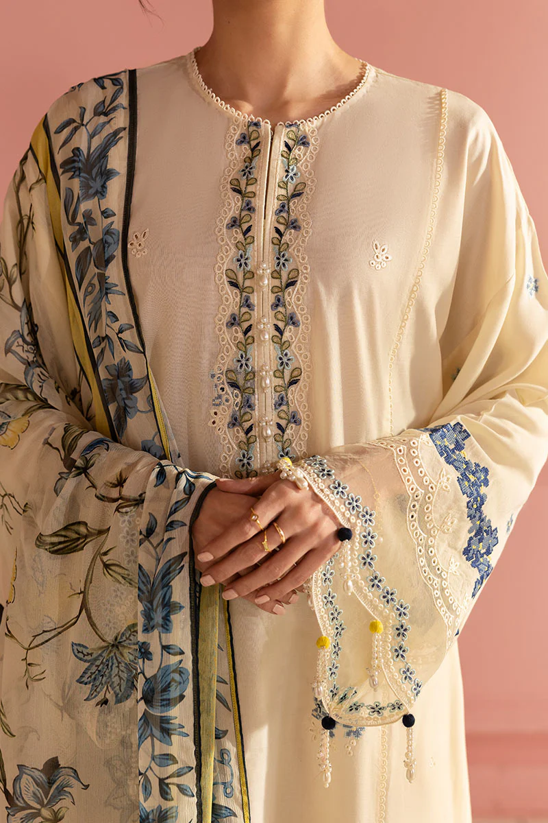 BLUE ALLURE-3PC PRINTED LAWN SUIT - Image 4