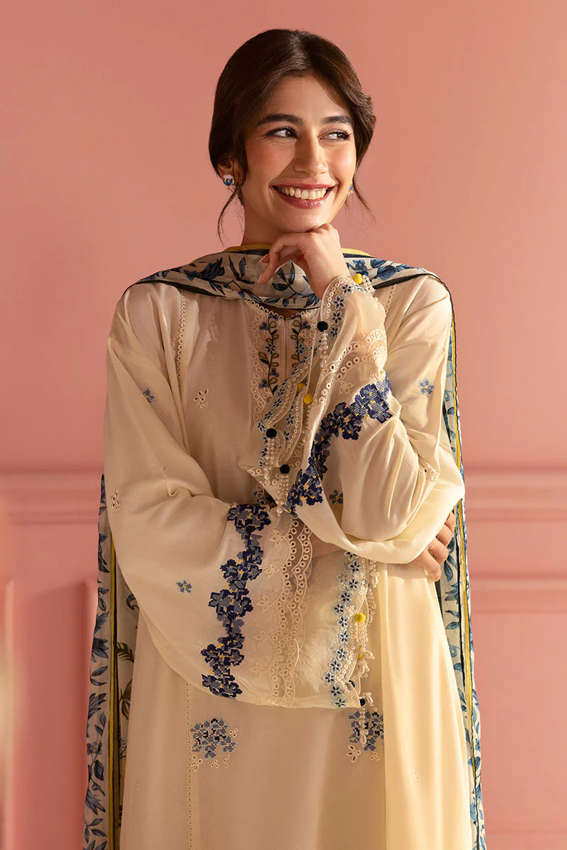 BLUE ALLURE-3PC PRINTED LAWN SUIT - Image 5