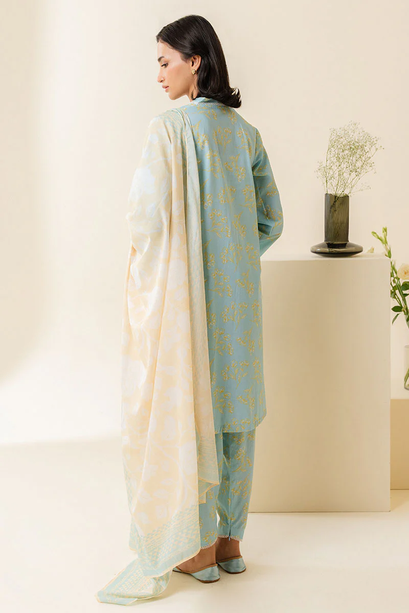 BLUE FOLIAGE-3 PIECE PRINTED LAWN SUIT - Image 6