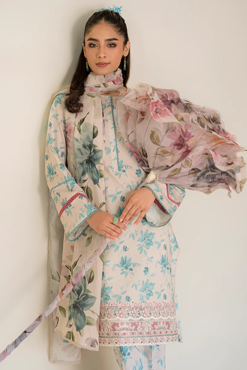 BLUE MIST-3PC PRINTED LAWN SUIT - Image 5