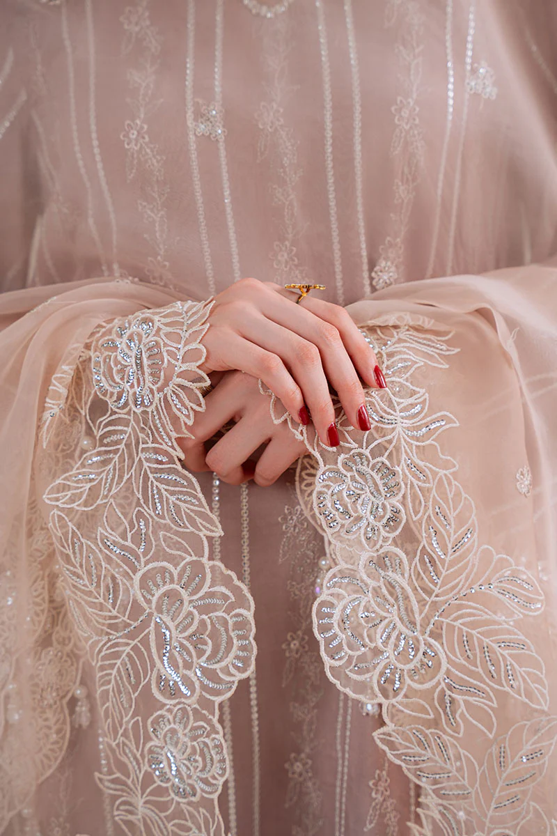 BURNT SAND-3PC SILK EMBROIDERED SUIT - Image 2