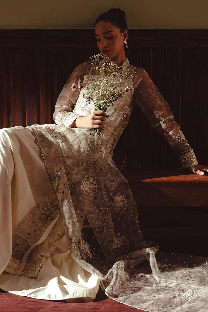 CELADON SAGE-4 PIECE EMBROIDERED ORGANZA SUIT - Image 6