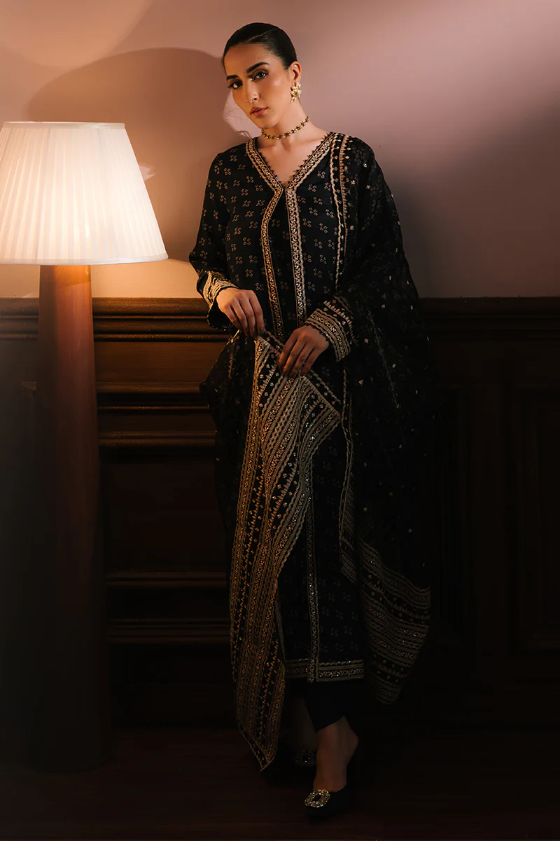 CHARCOAL REVERIE-3PC SILK EMBROIDERED SUIT - Image 3