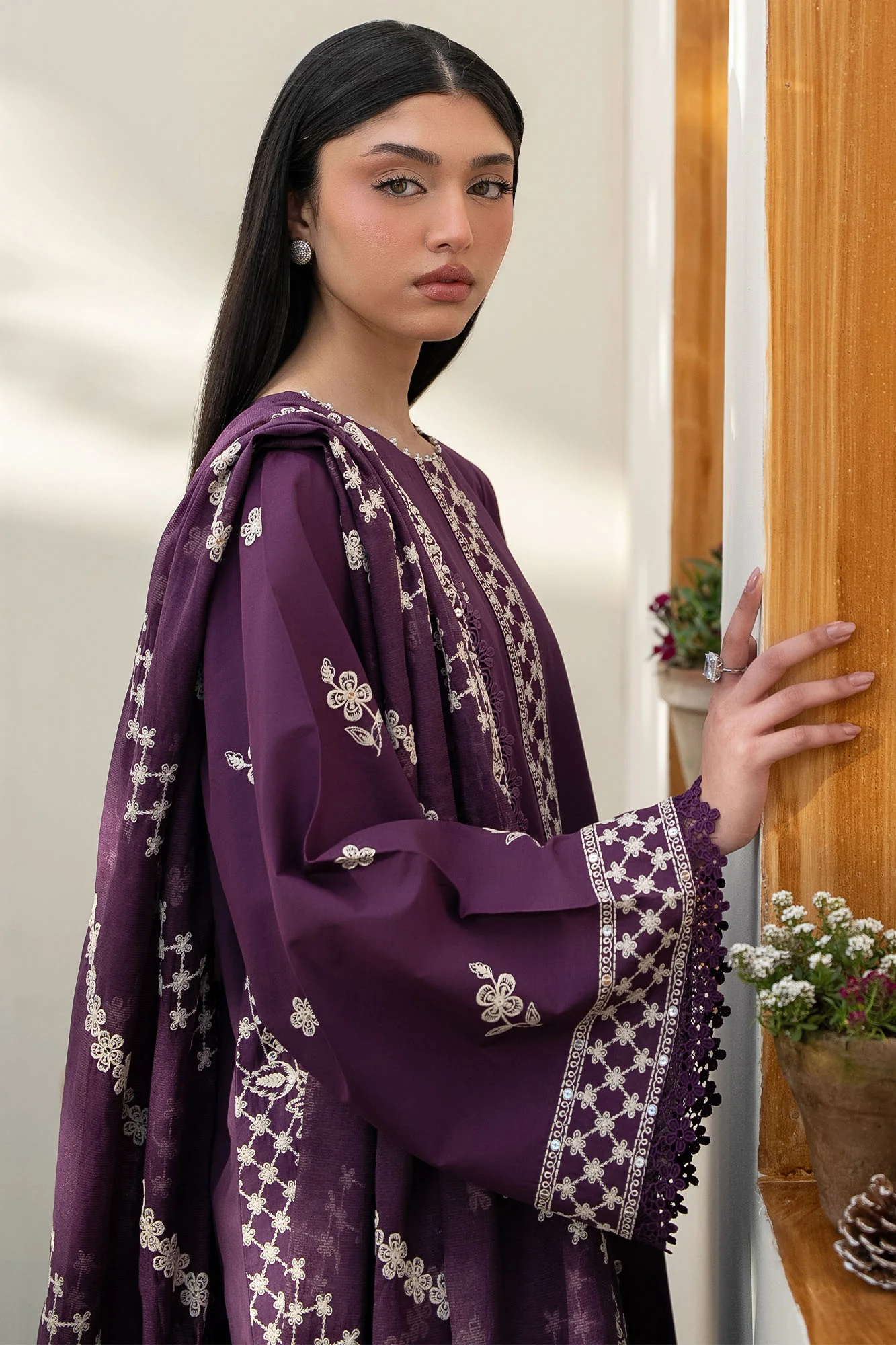 CHIVE BLOSSOM-3PC EMBROIDERED LAWN SUIT - Image 3