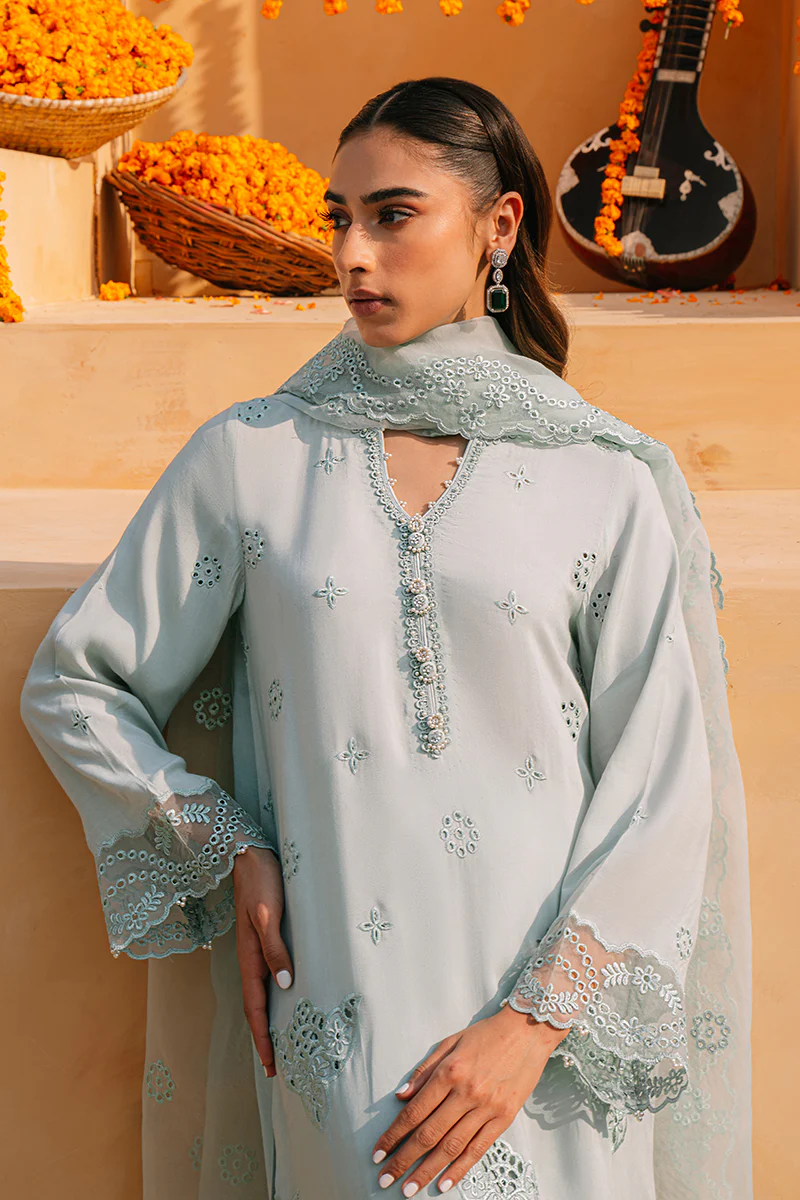 CLOUD BURST-3 PIECE SILK EMBROIDERED SUIT - Image 2