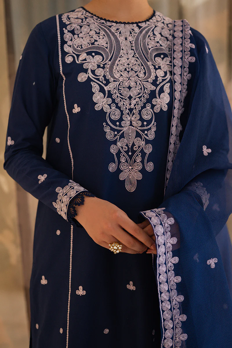 COBALT BLOOM-3PC LAWN EMBROIDERED SUIT - Image 4