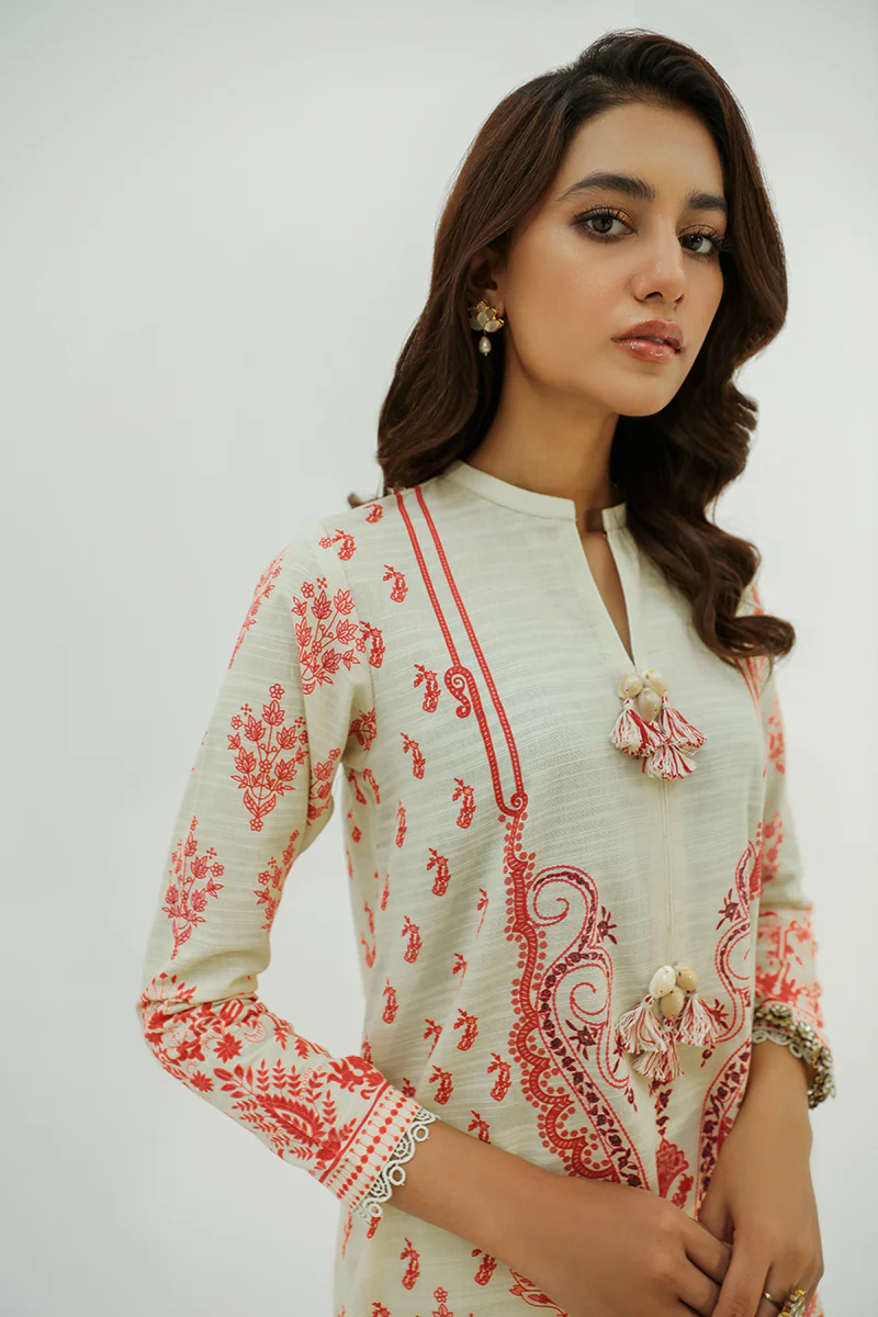 CORAL GLINT-2PC KHADDAR PRINTED SUIT - Image 4