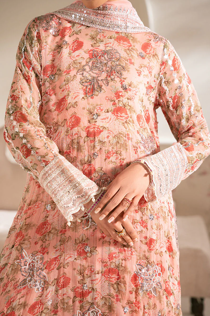 CORAL PUNCH-4PC ORGANZA EMBROIDERED SUIT - Image 5