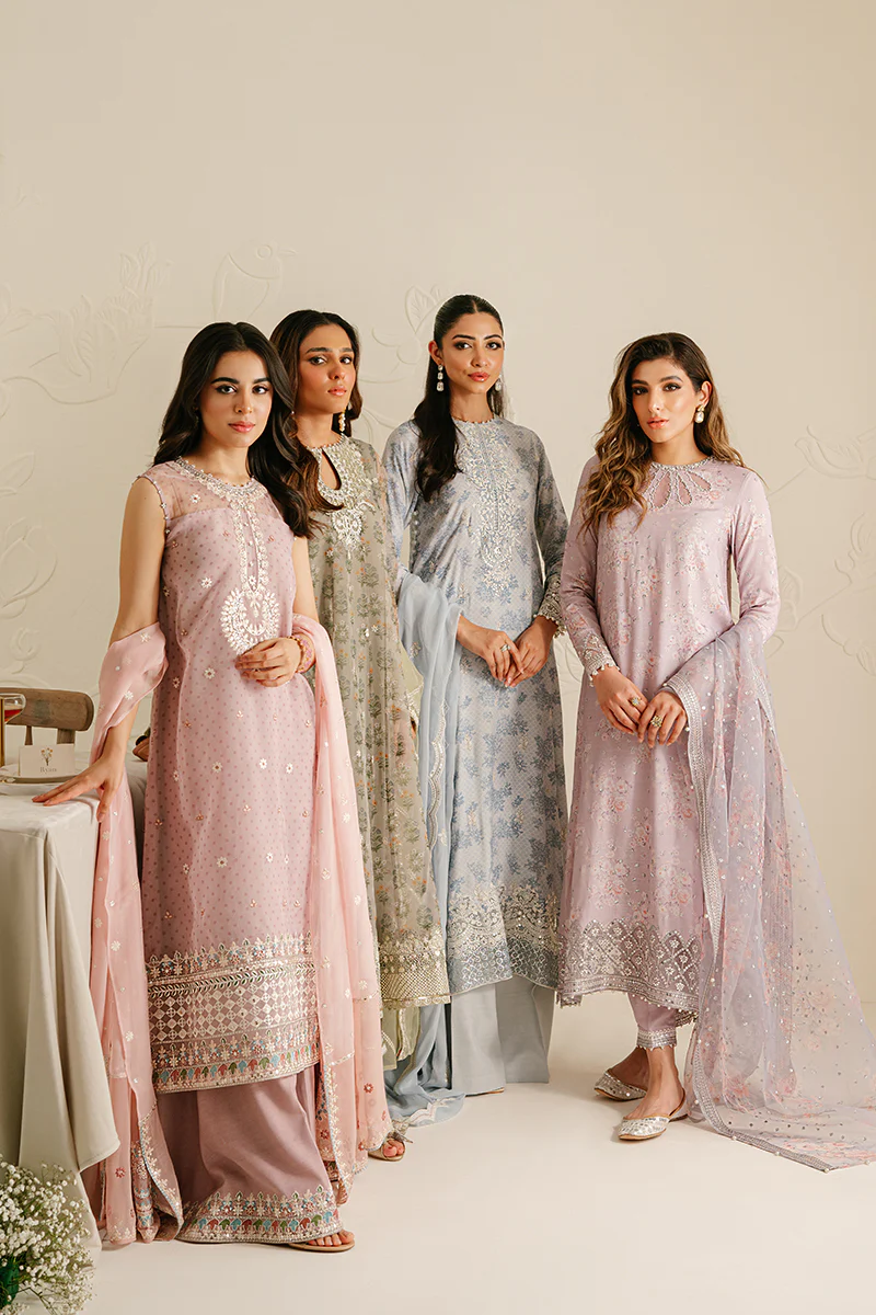 CRADLE PINK-4PC ORGANZA EMBROIDERED SUIT - Image 7