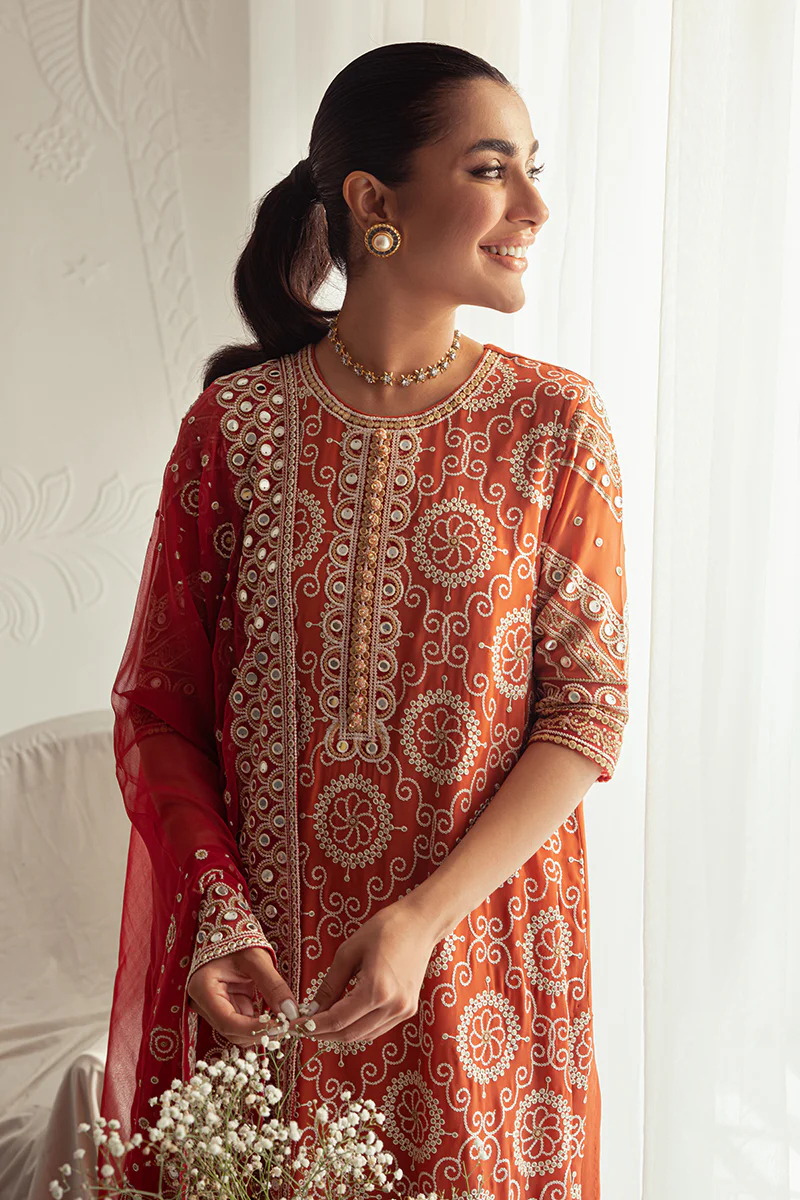 CRIMSON RUBY-4PC CHIFFON EMBROIDERED SUIT - Image 4