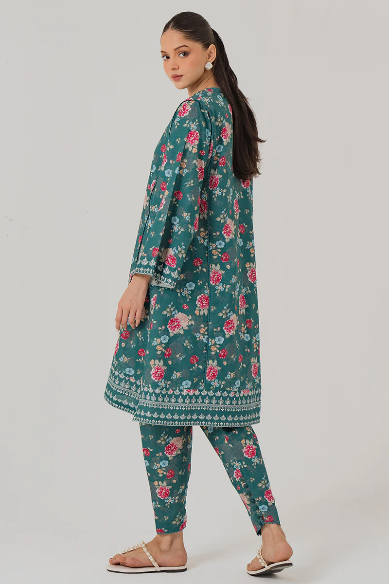 EMERALD SPRUCE-2 PIECE KHADDAR PRINTED SUIT - Image 4
