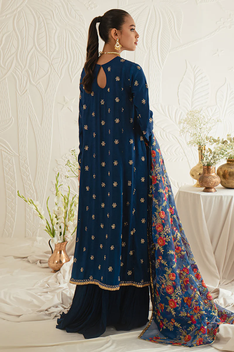 FESTAL BLUE-3PC SILK EMBROIDERED SUIT - Image 3