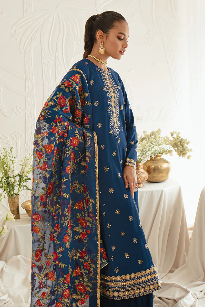 FESTAL BLUE-3PC SILK EMBROIDERED SUIT - Image 5