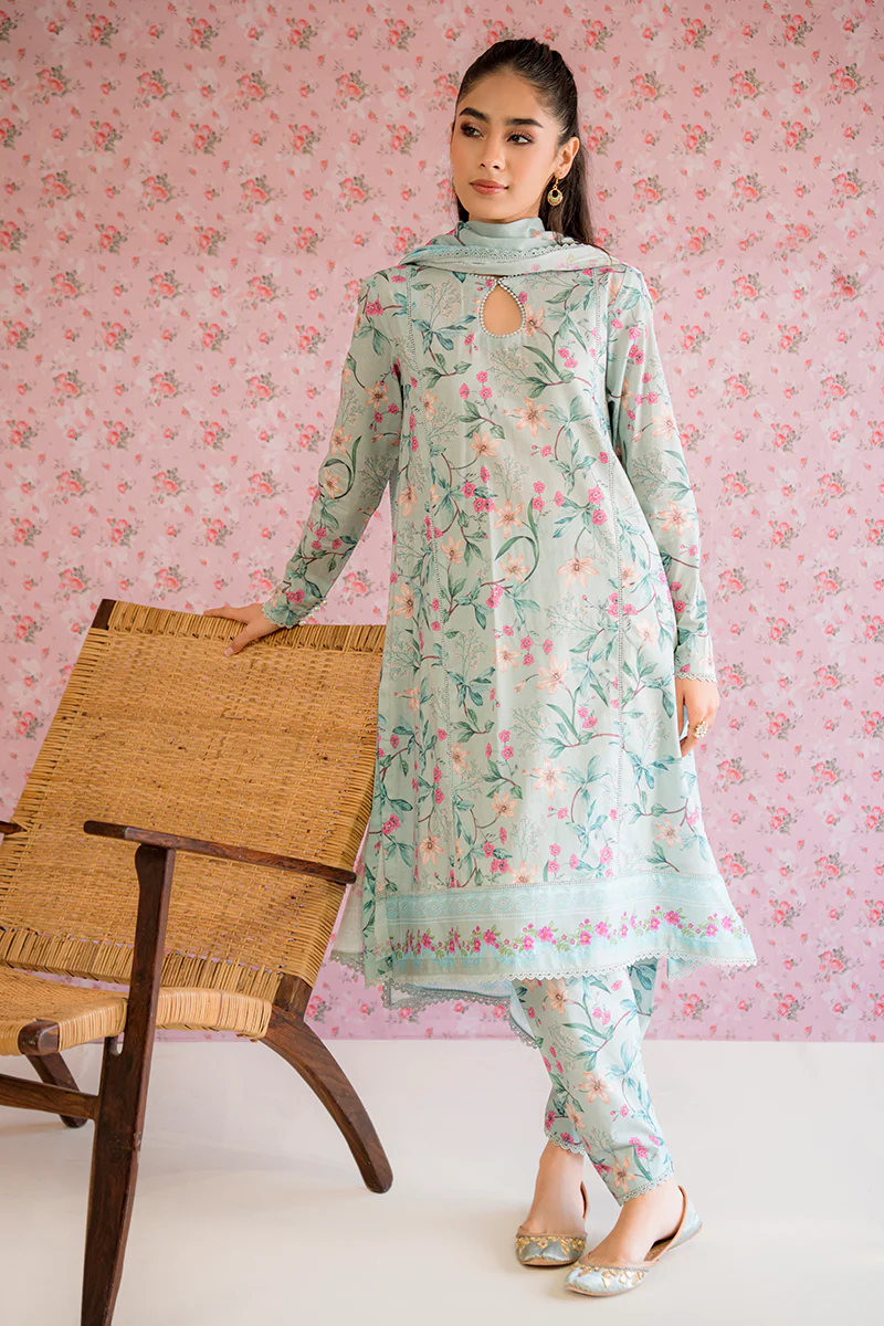 FLORAL HEAVEN-3PC PRINTED LAWN SUIT - Image 9
