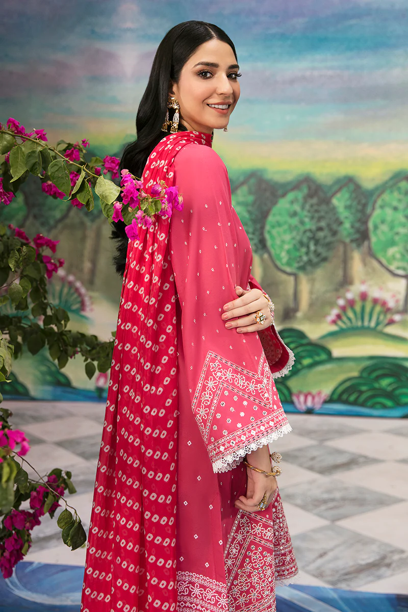 FUCHIA CARNATION-3PC EMBROIDERED LAWN SUIT - Image 5