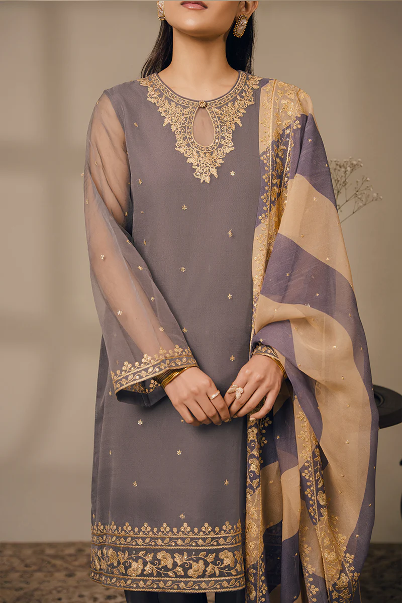 GRAY BERYL-3 PIECE (SHIRT, TROUSER & DUPATTA) - Image 4