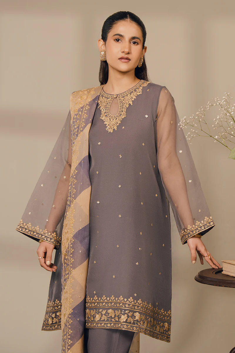 GRAY BERYL-3 PIECE (SHIRT, TROUSER & DUPATTA) - Image 6