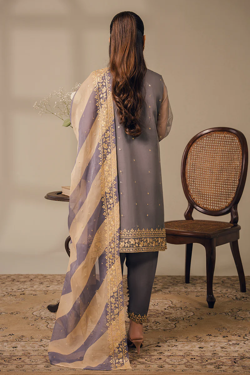 GRAY BERYL-3 PIECE (SHIRT, TROUSER & DUPATTA) - Image 8