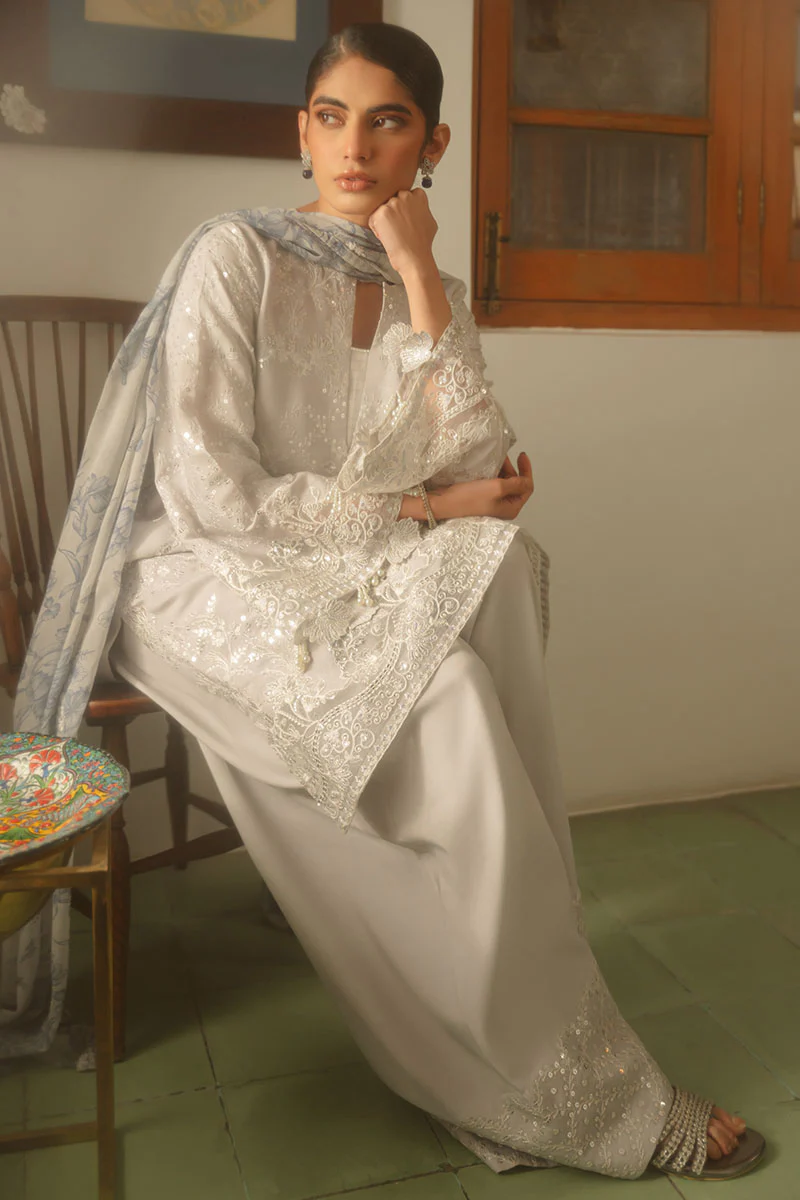 GRAY DAWN-3 PIECE EMBROIDERED SILK SUIT - Image 6