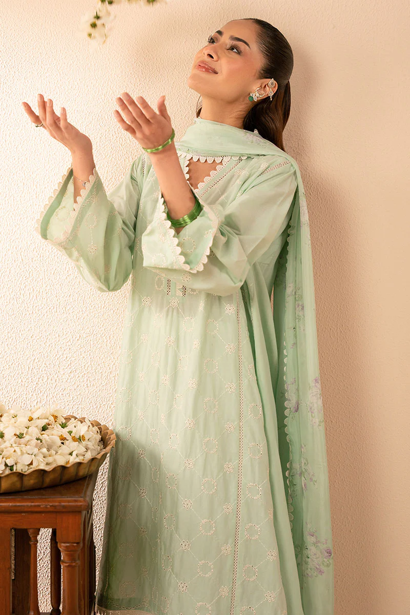 GREEN SOMBER-2PC (SHIRT & DUPATTA) - Image 5