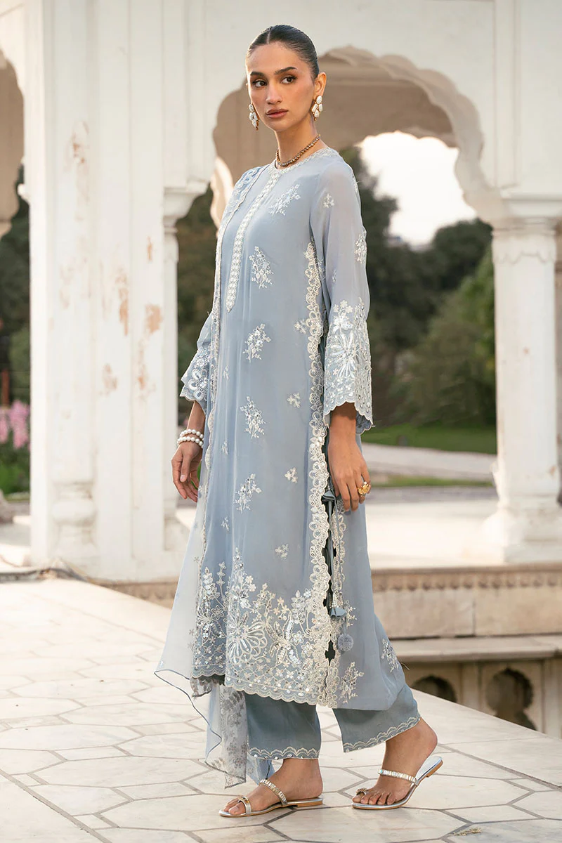 GREY MELANGE-3PC (SHIRT, TROUSER & DUPATTA) - Image 4