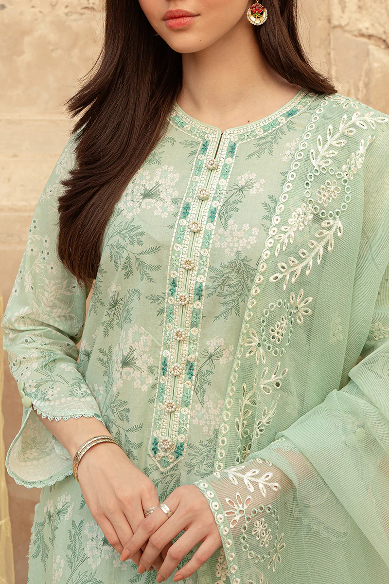 ICE LILY STITCH 3PC: LAWN EMBROIDERED  SUIT - Image 5