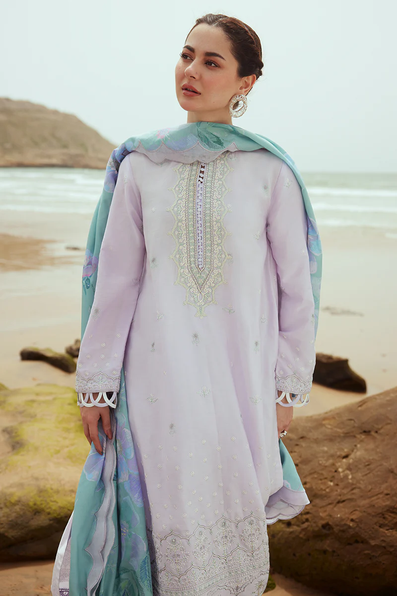 LAVENDER DUST-3PC SATIN EMBROIDERED SUIT - Image 3