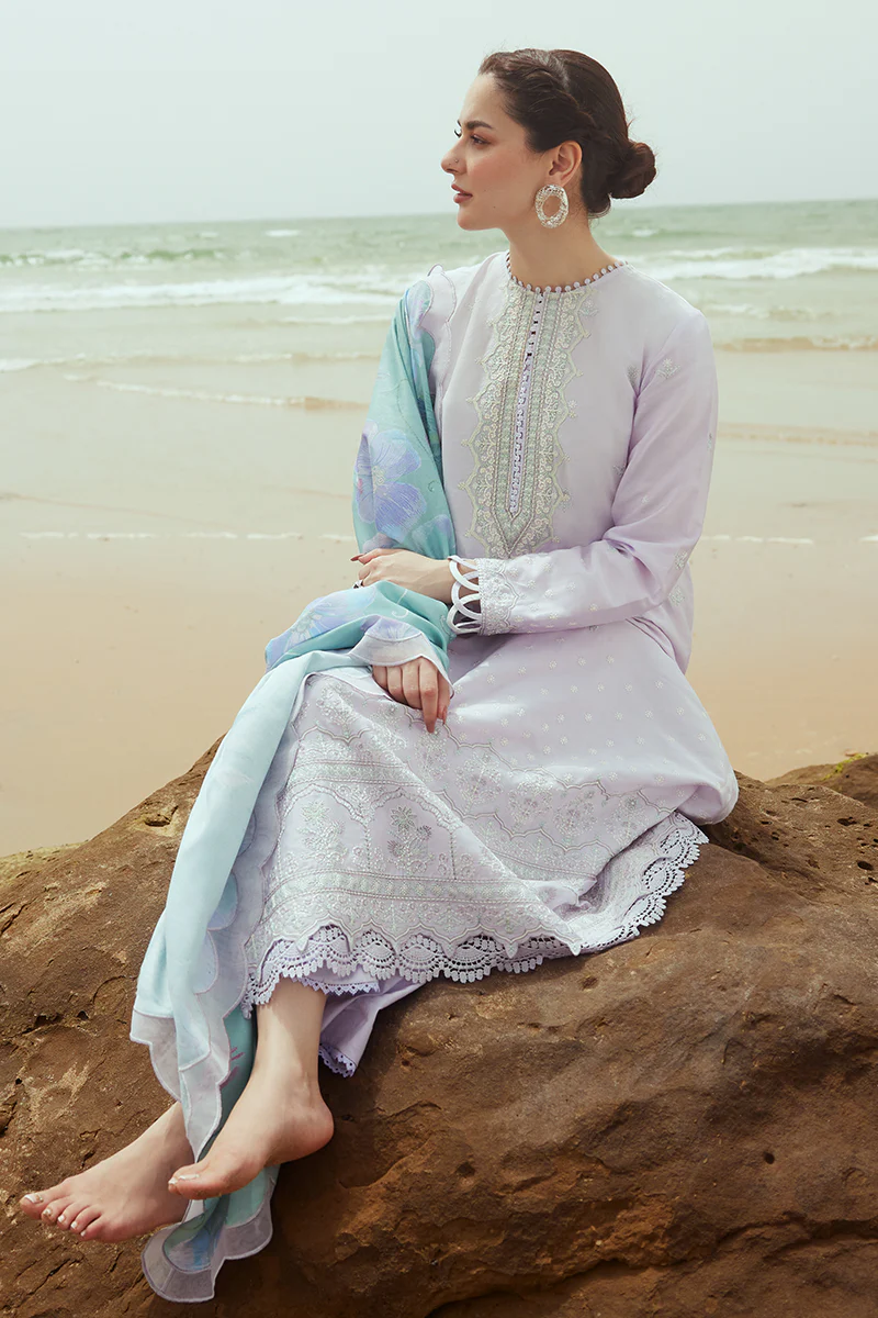 LAVENDER DUST-3PC SATIN EMBROIDERED SUIT - Image 5