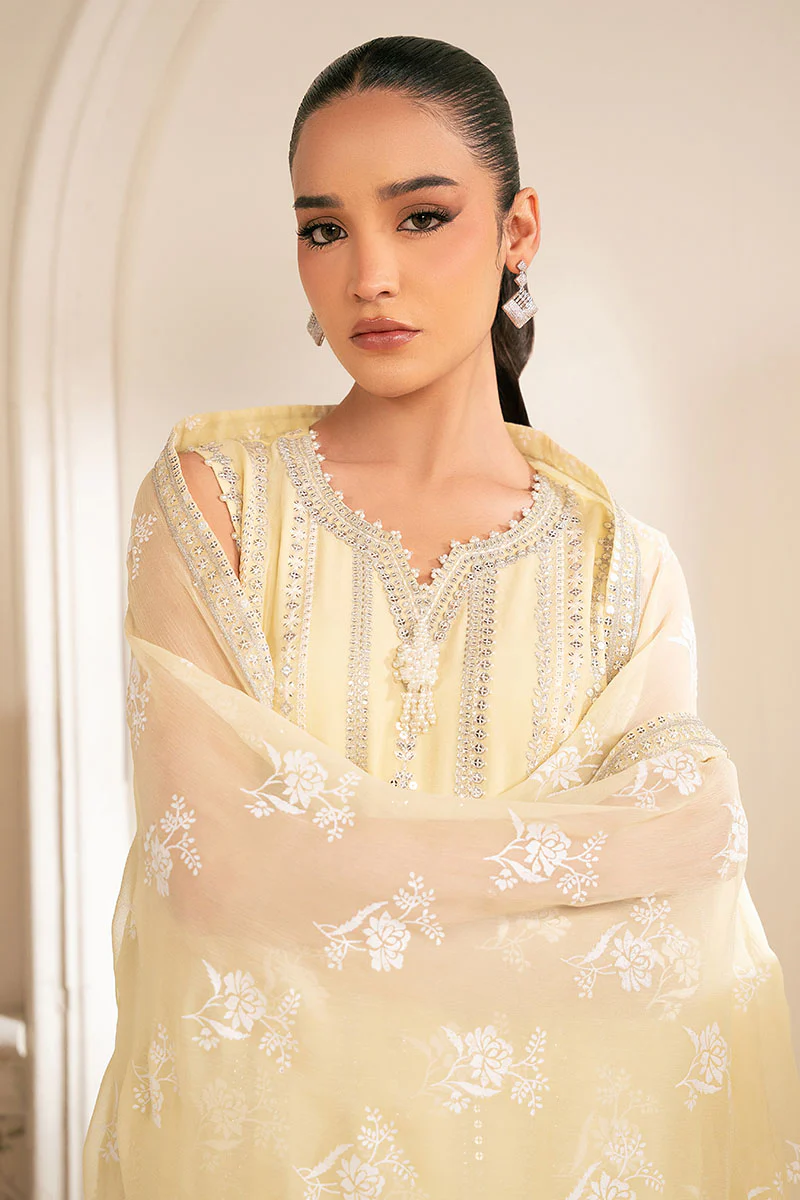 LEMON BLISS-4PC CHIFFON EMBROIDERED SUIT - Image 2