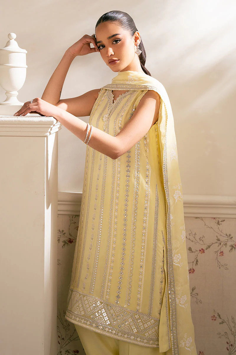 LEMON BLISS-4PC CHIFFON EMBROIDERED SUIT - Image 5
