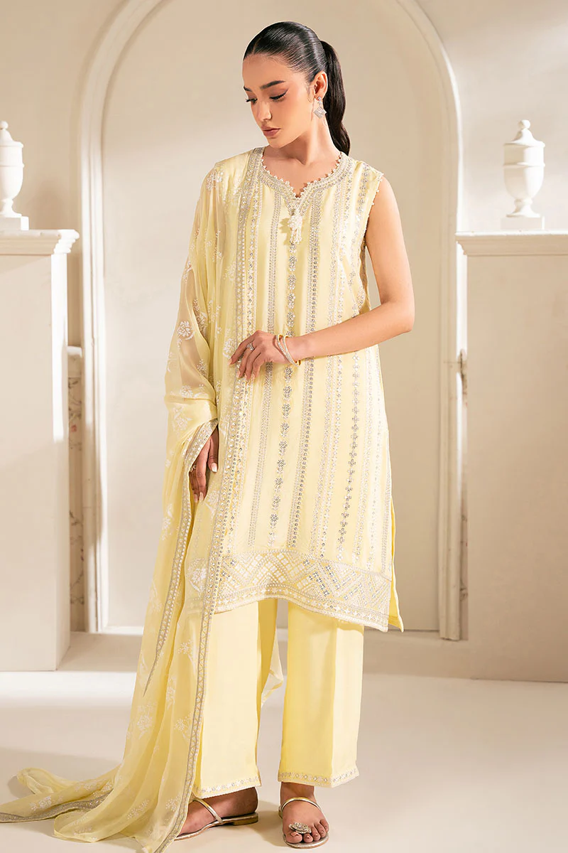 LEMON BLISS-4PC CHIFFON EMBROIDERED SUIT - Image 6