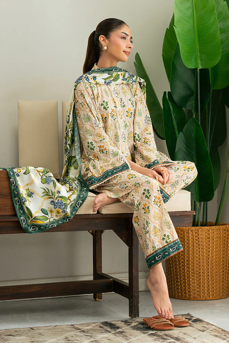 LEMON DROP-3PC (SHIRT, TROUSER & DUPATTA) - Image 3