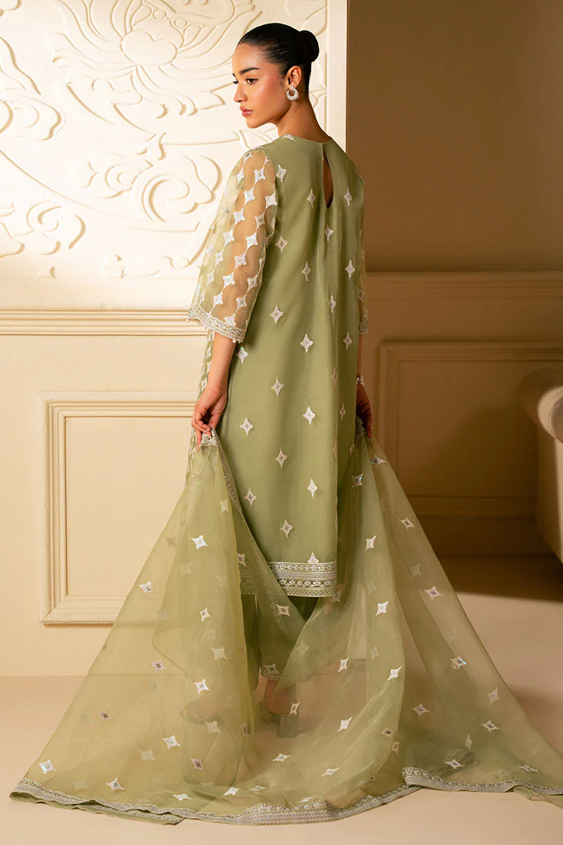 MINTED SAGE-4 PIECE EMBROIDERED ORGANZA SUIT - Image 7
