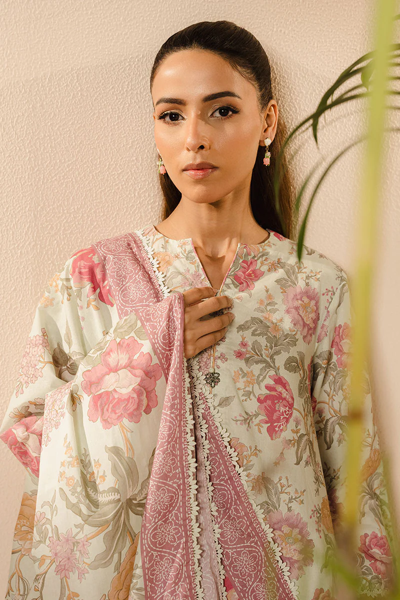 MINTY BLOOM-3PC (SHIRT, TROUSER & DUPATTA) - Image 3