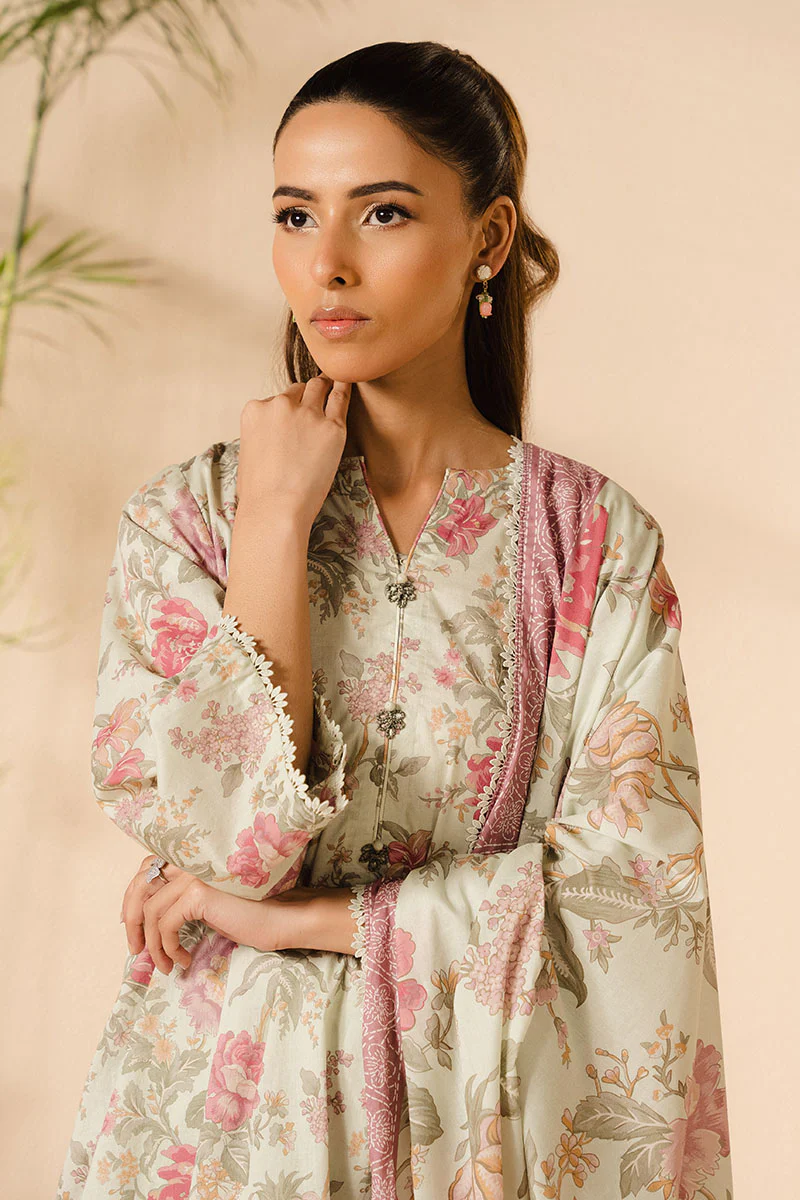MINTY BLOOM-3PC (SHIRT, TROUSER & DUPATTA) - Image 6