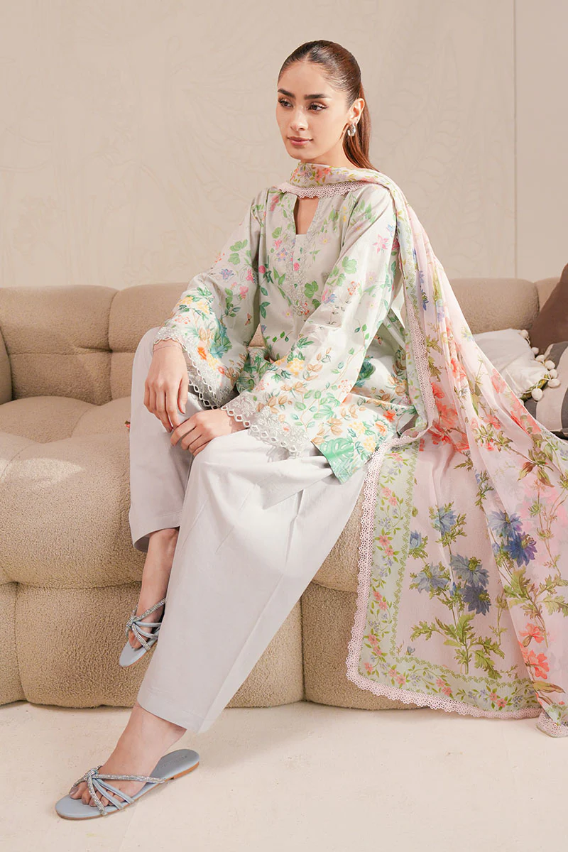 MINTY GLOW-3 PIECE PRINTED LAWN SUIT - Image 4