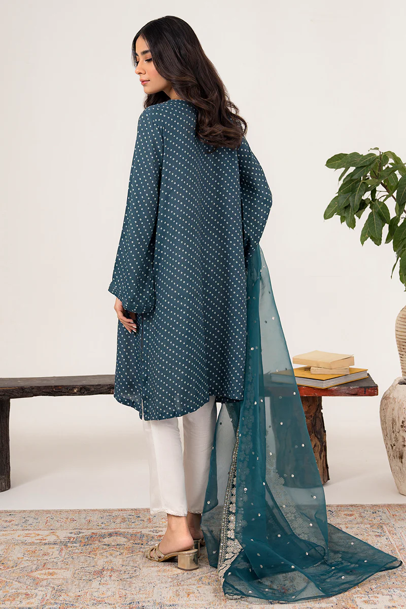 MOASIC BLUE-2PC (SHIRT & DUPATTA) - Image 4