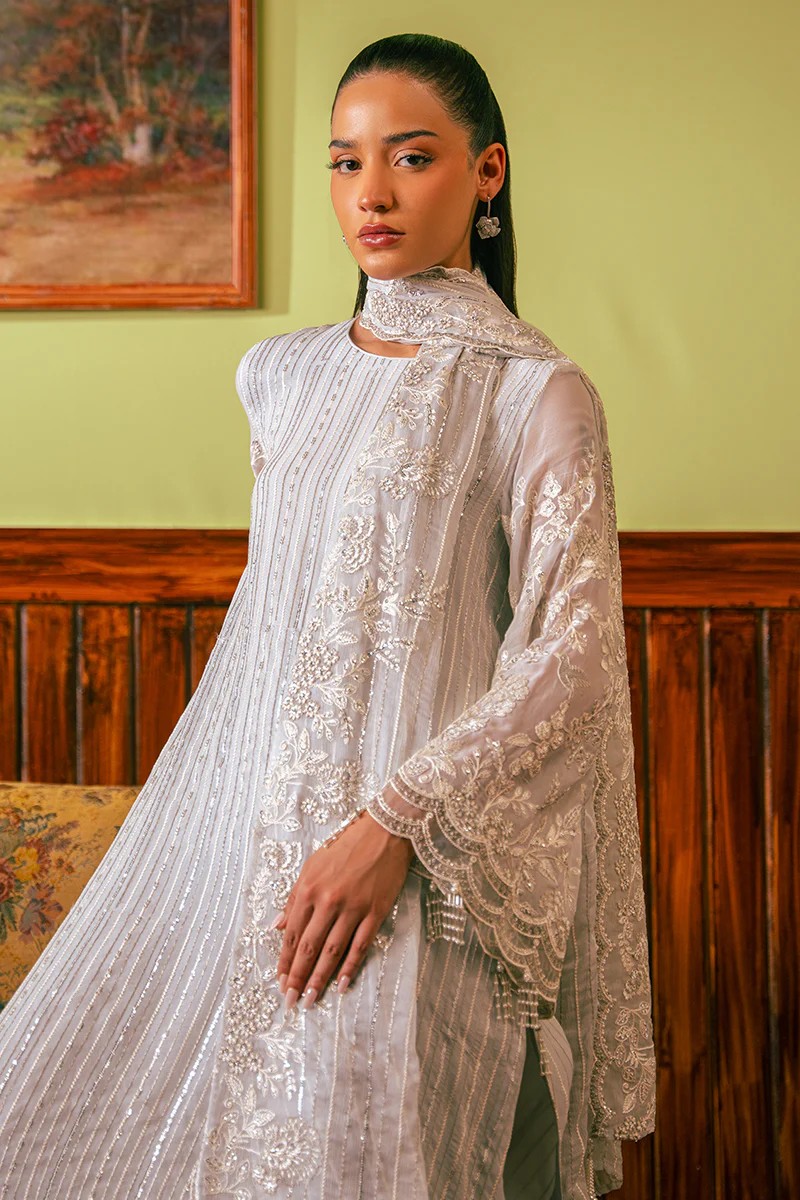 MUTED BLUE-4 PIECE EMBROIDERED CHIFFON SUIT - Image 4