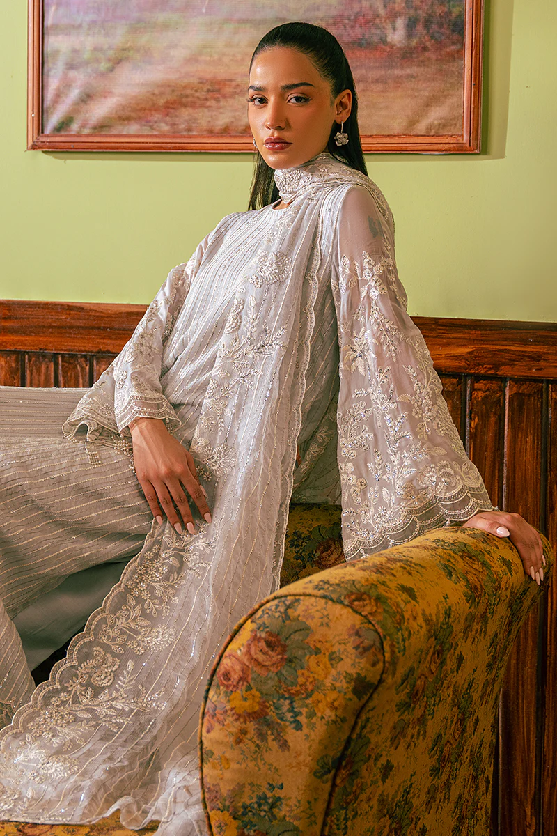 MUTED BLUE-4 PIECE EMBROIDERED CHIFFON SUIT - Image 6