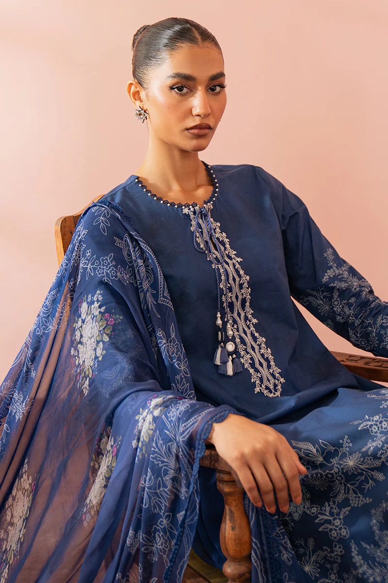 ORNATE BLUE-3 PIECE PRINTED SUIT - Image 2