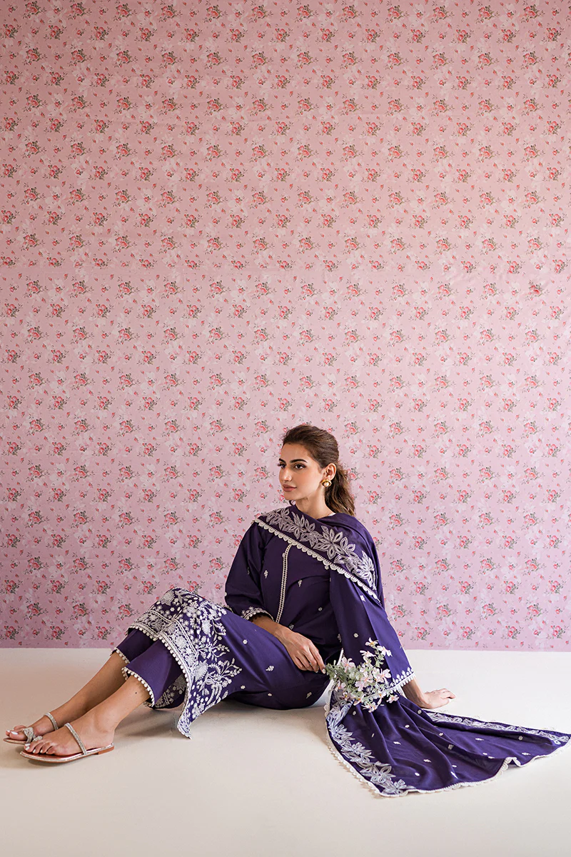 PARACHUTE PURPLE-3PC EMB LAWN SUIT - Image 5