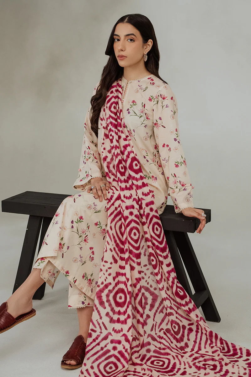 PASTEL FLORA-3 PIECE (SHIRT, TROUSER & DUPATTA) - Image 5