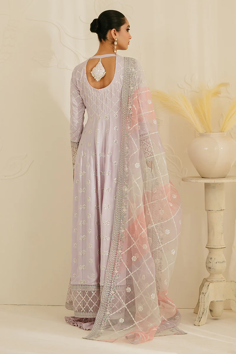 PASTEL MAUVE-3PC SILK EMBROIDERED SUIT - Image 3