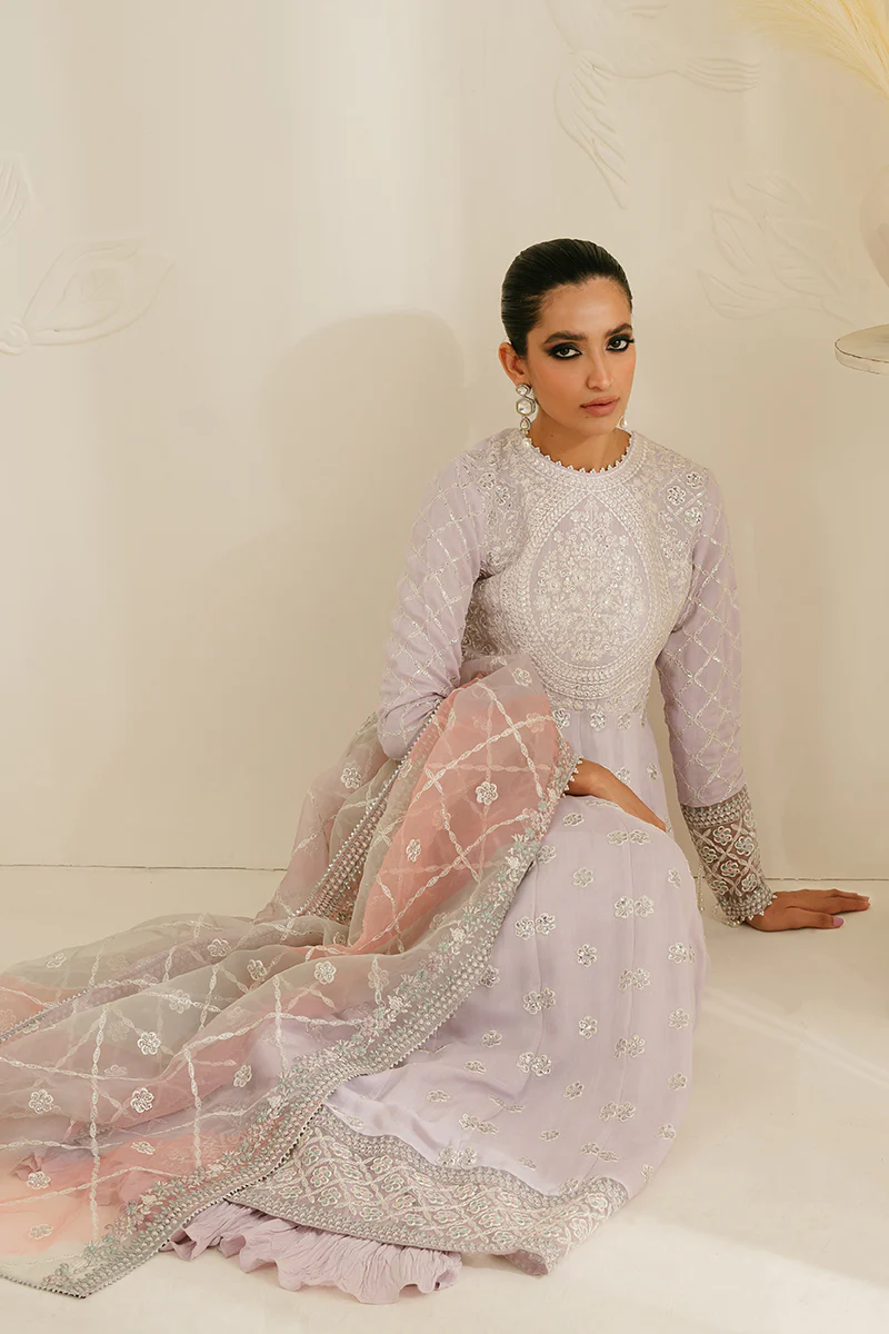 PASTEL MAUVE-3PC SILK EMBROIDERED SUIT - Image 6