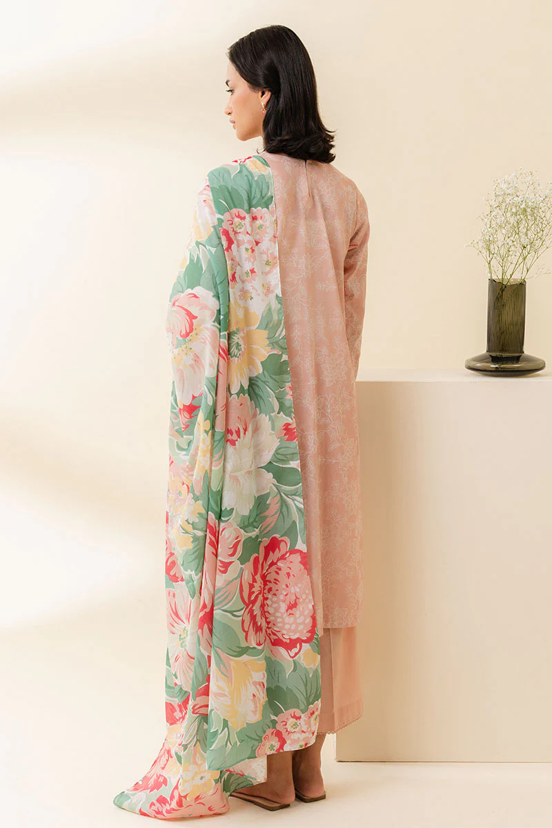 PEACH SORBET-3 PIECE PRINTED LAWN SUIT - Image 7