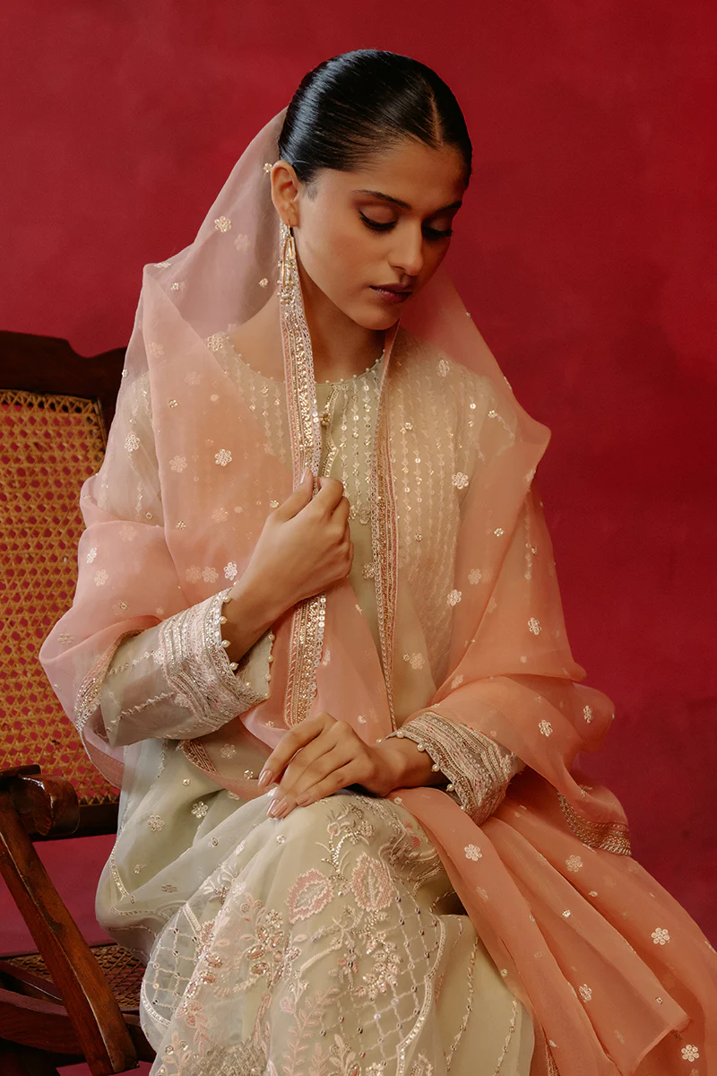 PISTACHIO DAWN-4 PIECE ORGANZA EMBROIDERED SUIT - Image 4