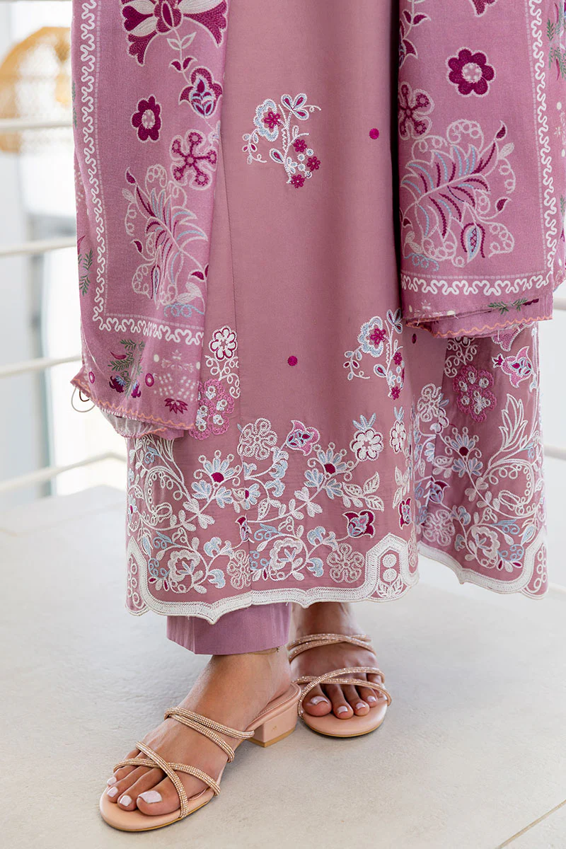 ANTIQUE BLUSH-3PC SATIN EMBROIDERED SUIT - Image 2